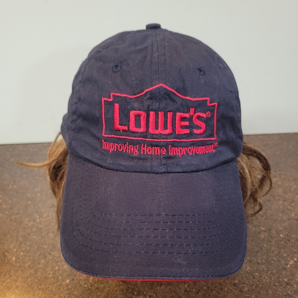 Lowes Pro Services Baseball Cap Mens Adjustable Navy Blue Red Strapback Hat